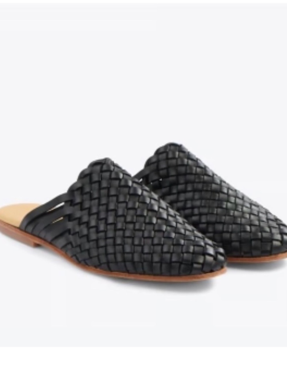 Nisolo Women’s Woven Black Leather Slide Mule Flats Size 8.5